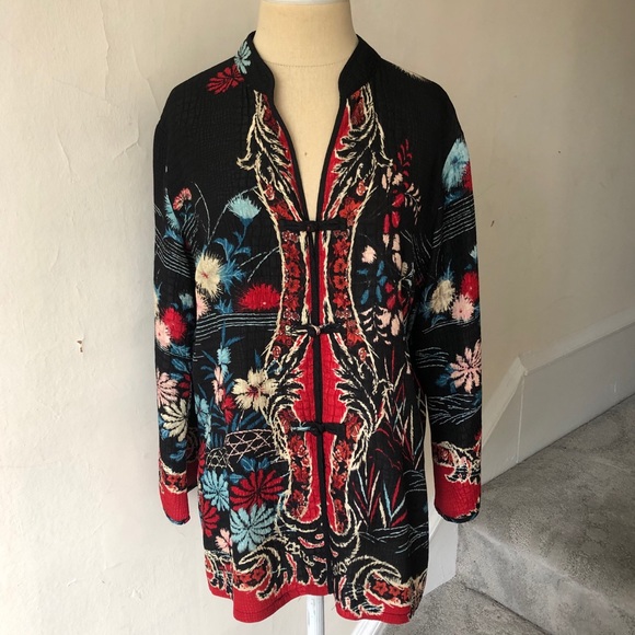 Citron Tops - SOLDCitron Santa Monica Silk Asian Floral Print Bl